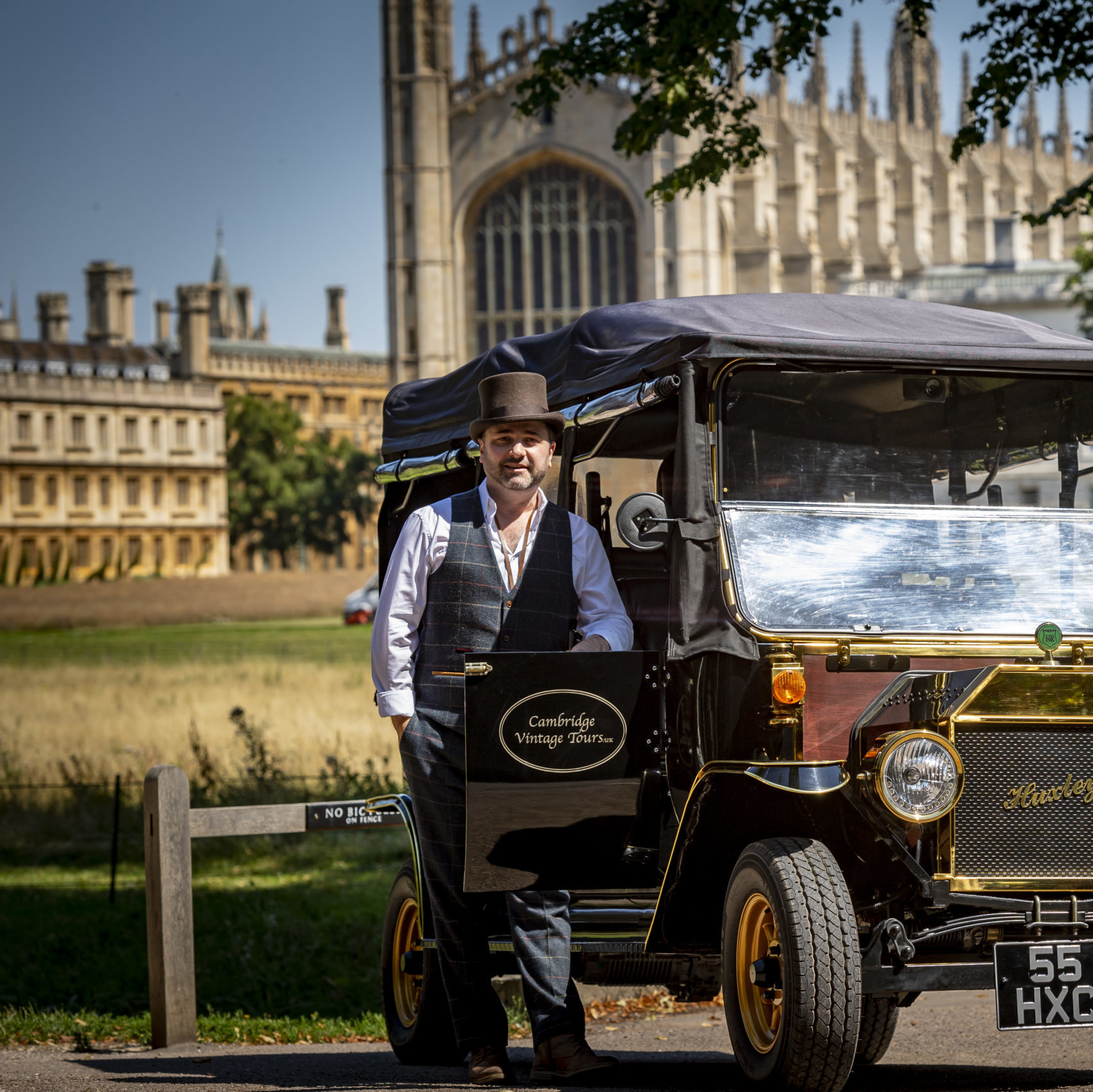 Lee Cave of Cambridge Vintage Tours with his electric Model T replica running tours around Cambridge . Picture: Keith Heppell